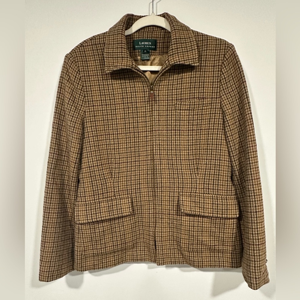 Vintage Lauren Ralph Lauren Wool Houndstooth Blazer Jacket 10